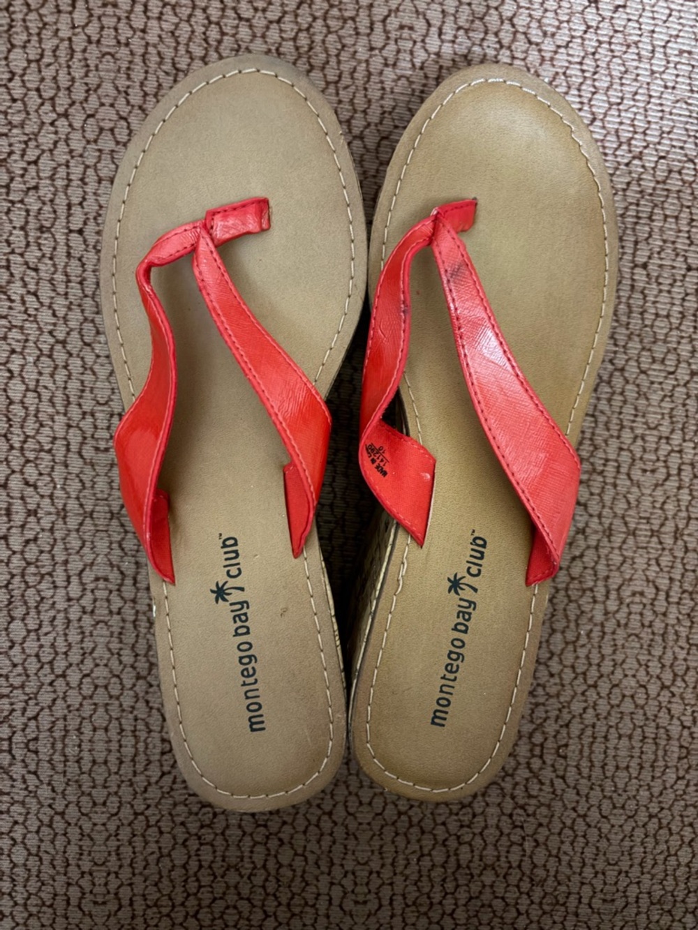 Montego Bay Club Women's Coral Red Thong Sandals